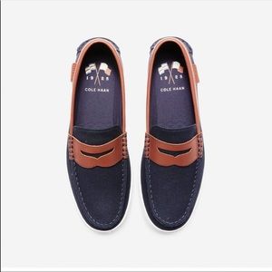 Cole Haan Men’s Nantucket Penny Loafer in Navy and Cognac